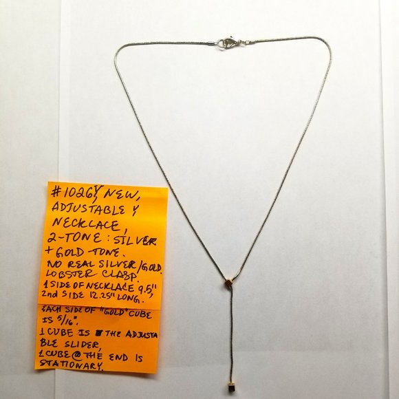 ✅1026Y Unbranded Adjustable 2 Tone Y Necklace in Silver and Gold Tone Metal. - Picture 1 of 6